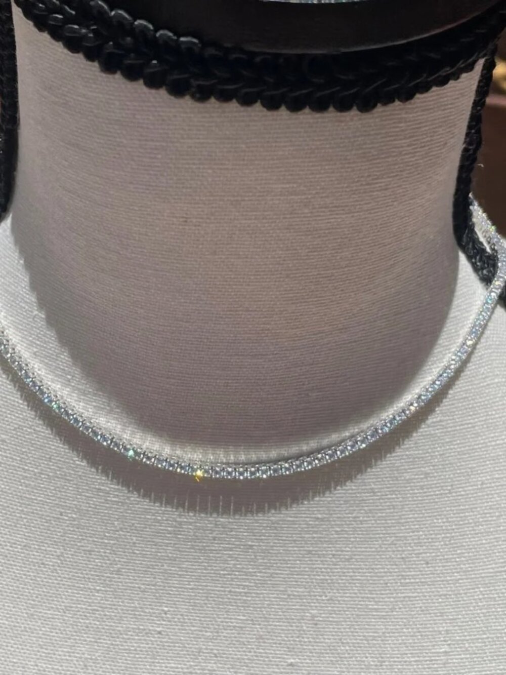 BRAND NEW IN BOX! GORGEOUS STERLING SILVER & CZ TENNIS CHOKER NECKLACE 15"